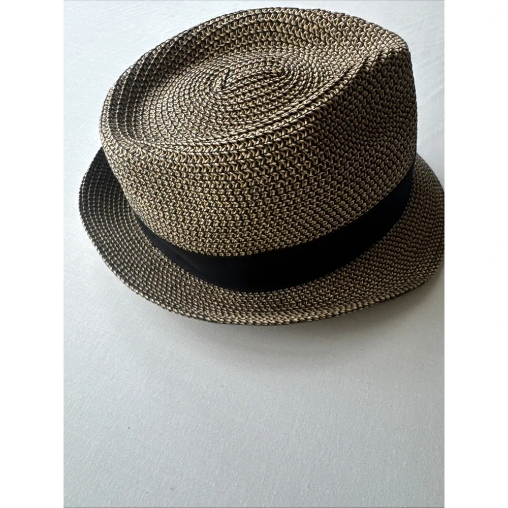 Disney Parks Mickey Mouse Woven Straw Fedora Hat Tan Black Adult Authentic